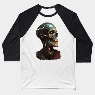 skull lightning skeleton glowing eyes Baseball T-Shirt